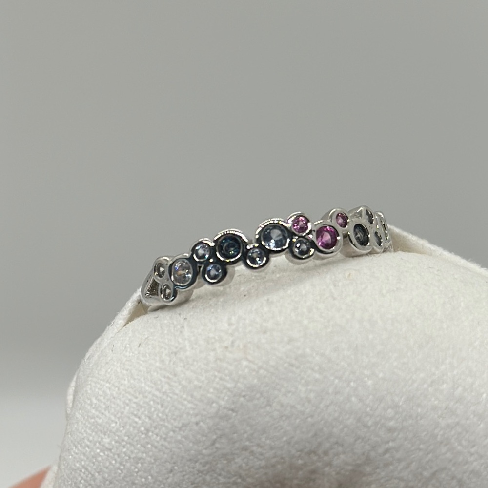 Elegant Rhodium and Multicolor Gemstone Ring No Bag No Tag Never worn size 11
